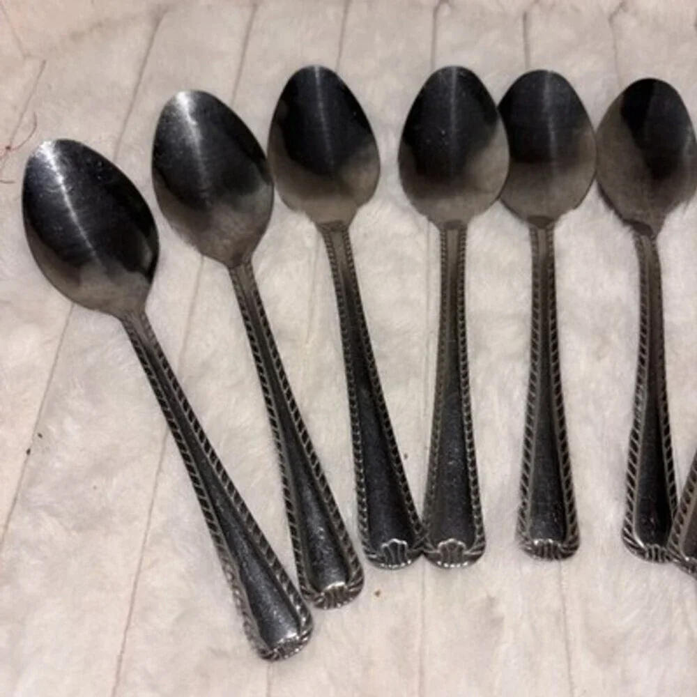 Unbranded Braided Rope Edge Stainless China Place Soup Spoons Lot of 10